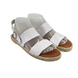 Dalson Espadrilles White Croc Embossed Leather Slingback Sandals Womens 8 Spain